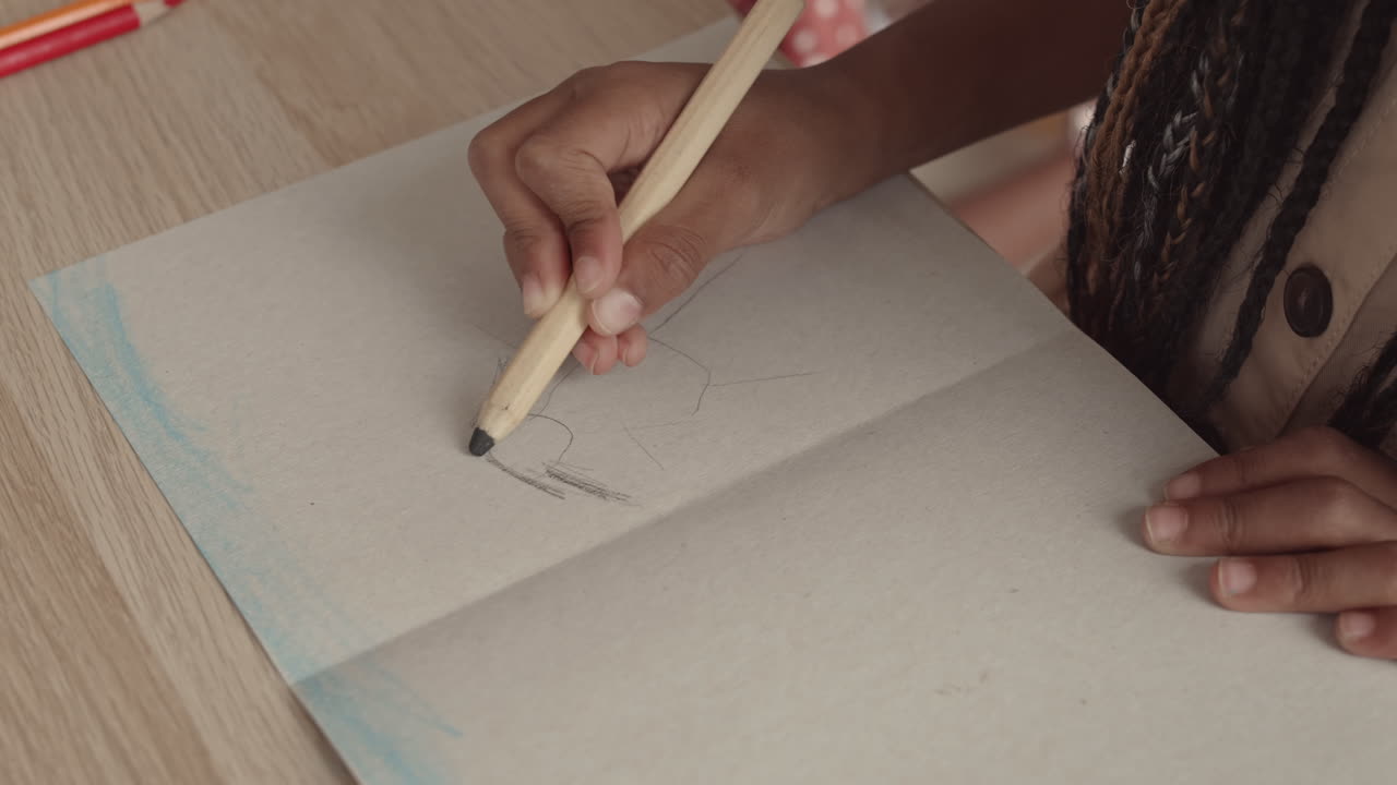 Unrecognizable Kid Drawing Person