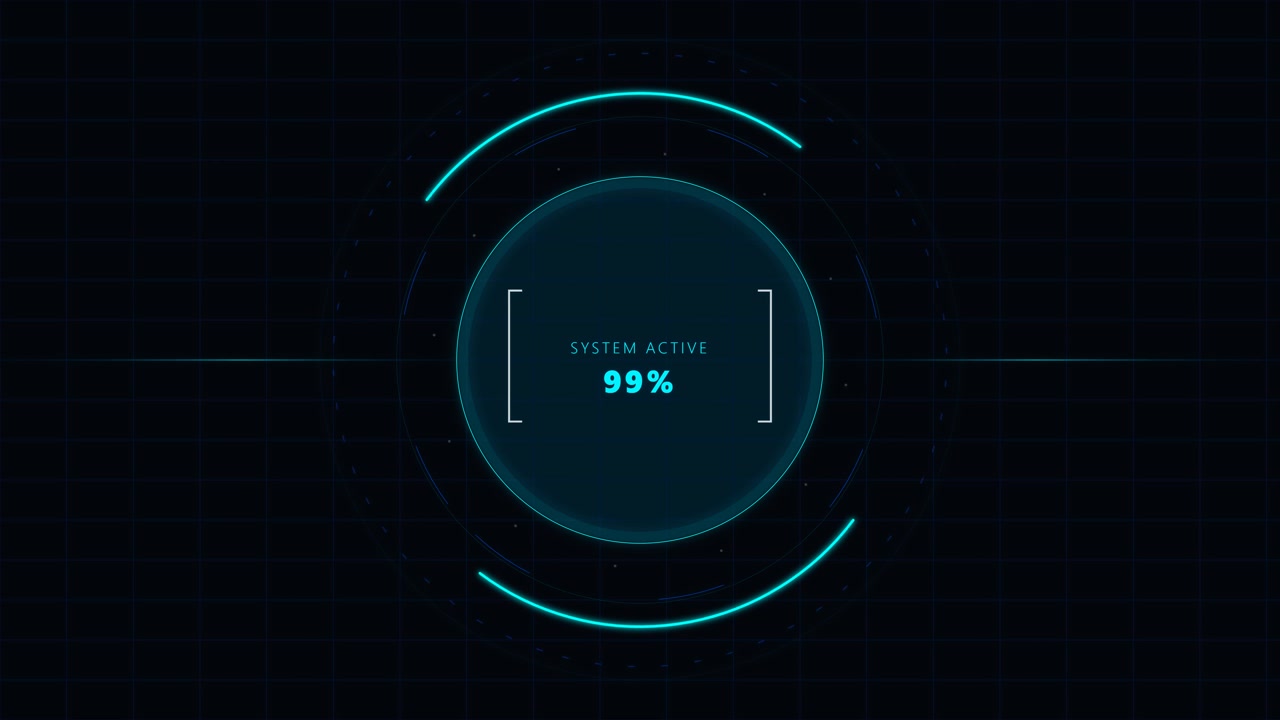 Digital Loading Progress Circle with System Active Percentage