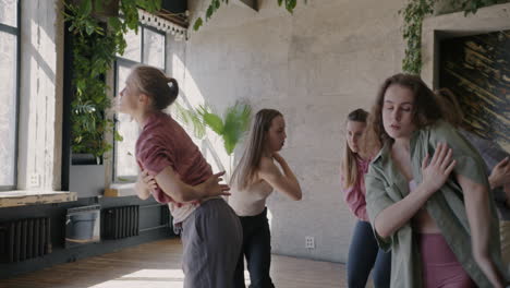 group of women practicing contemporary dance