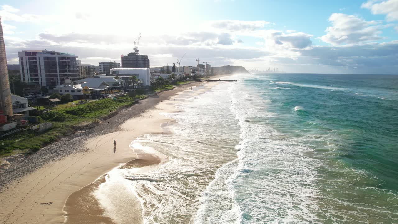 Foamy Ocean Waves At Palm Beach In Queensland, Australia - Drone Shot