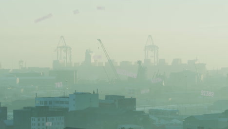 animation of numbers and data processing over cityscape