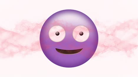 Digital-animation-of-red-digital-wave-over-purple-silly-face-emoji-against-white-background