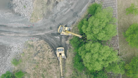 hydraulic deforestation excavators cleared area in shizuoka, japan