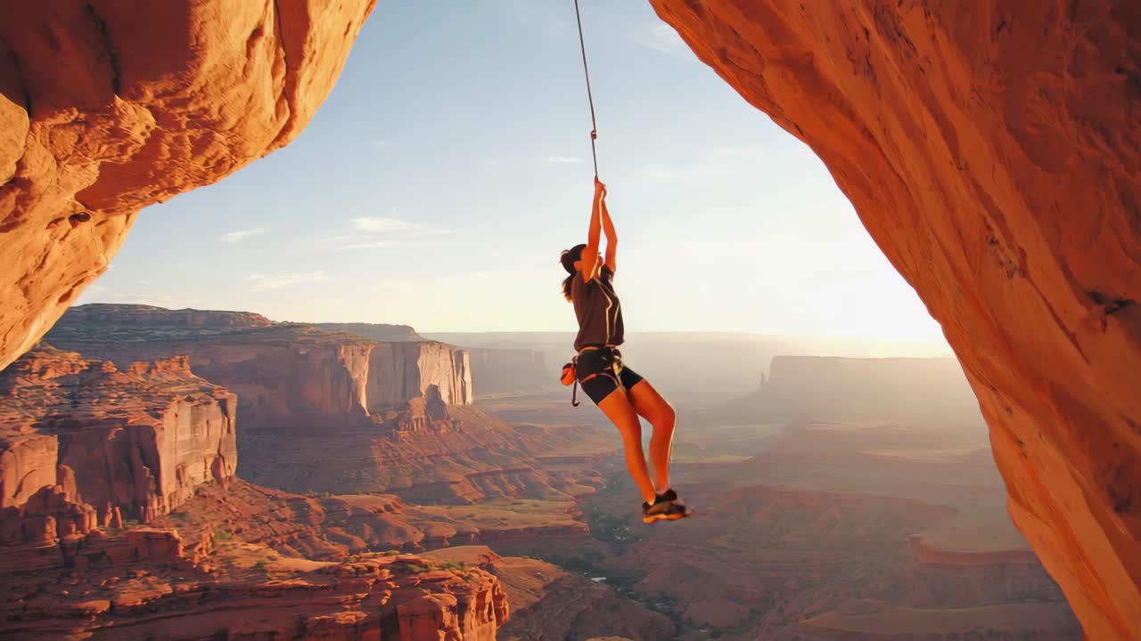 Person Rock Climbing in a Canyon