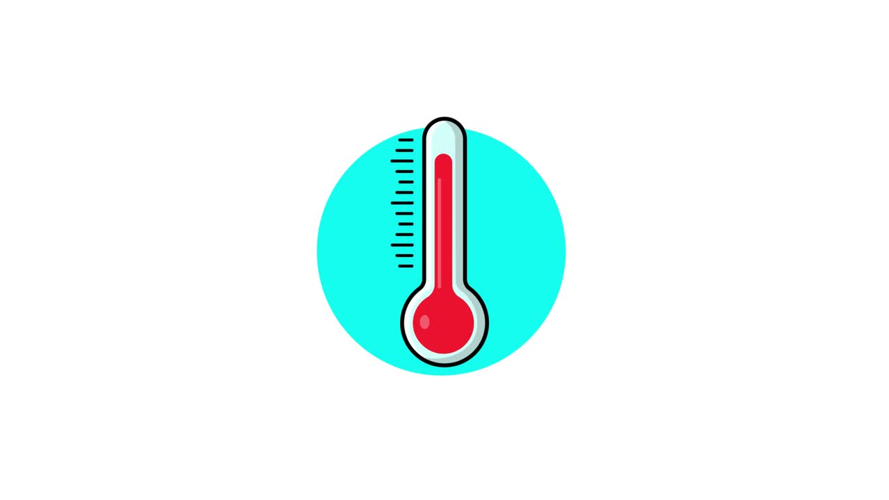 Animated Thermometer Showing Temperature Rising and Falling
