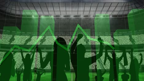 Animación-De-Gráficos-Verdes-Y-Procesamiento-De-Datos-Sobre-Fanáticos-Que-Animan-En-El-Estadio-Deportivo