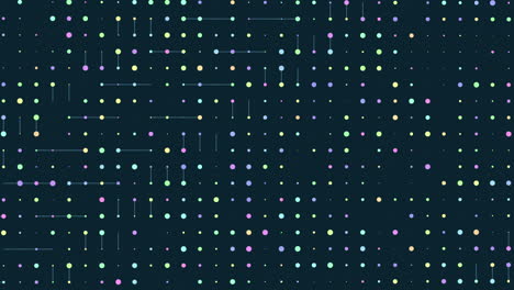 puntos aleatorios de neón con líneas conectadas en la pantalla digital
