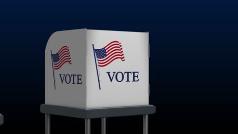 usa election box. vote here. president election  ballot waving unated states of america flag waving usa flag