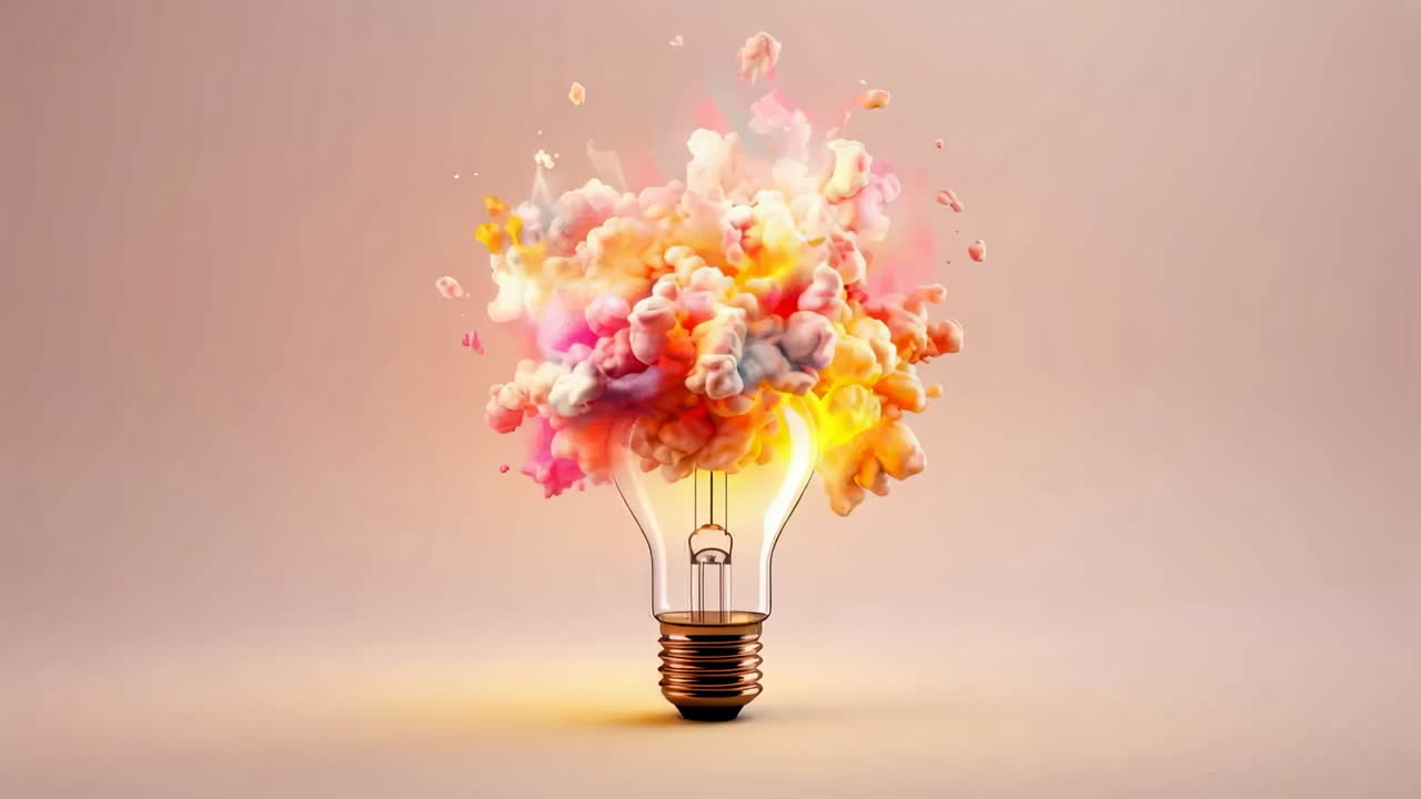 Vibrant Lightbulb Idea with Colorful Smoke