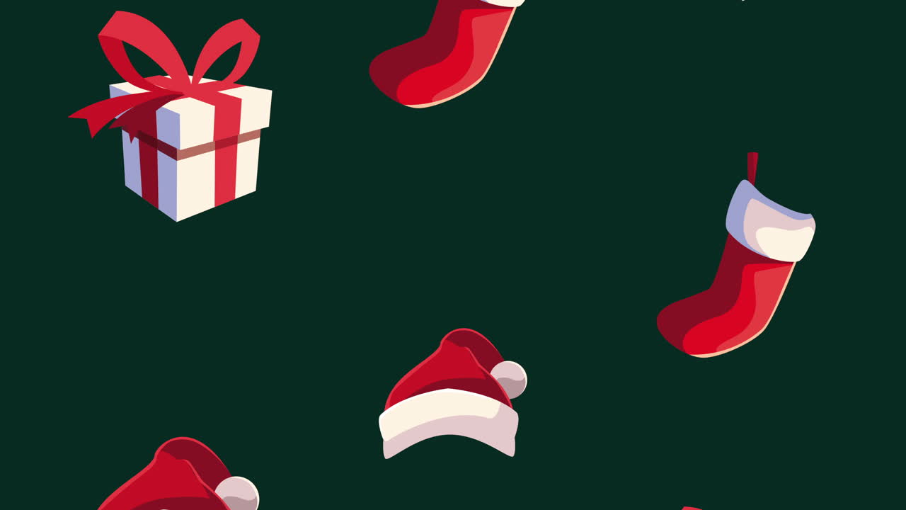 animación de feliz navidad con regalos y calcetines