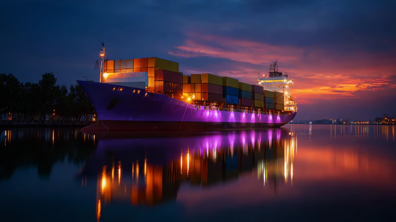 Container Ship at Night