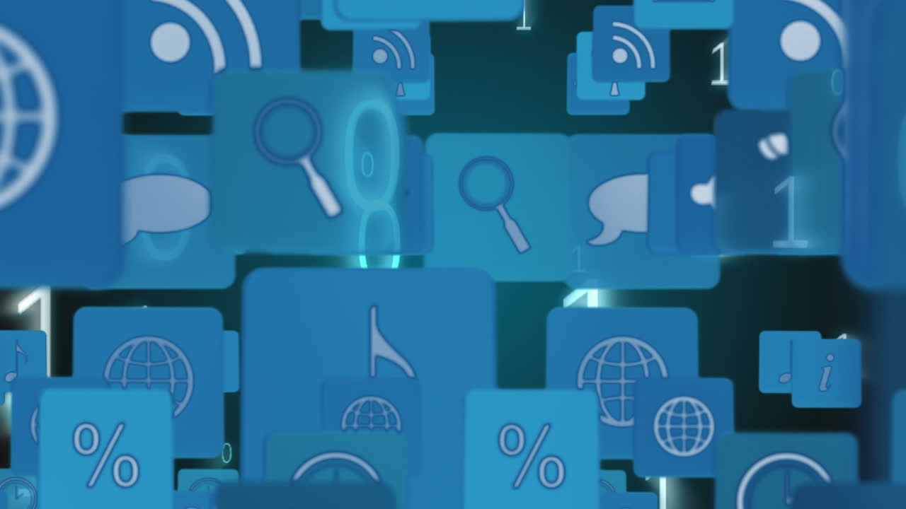 iconos y símbolos de internet con códigos binarios