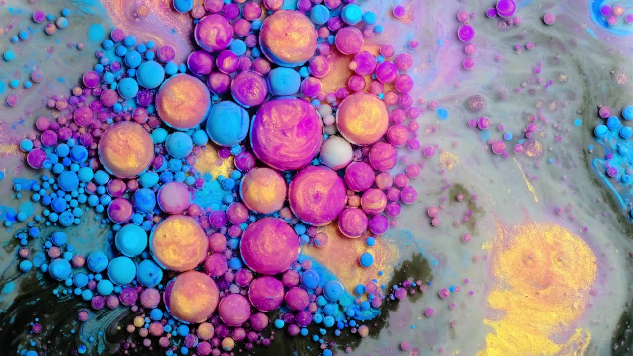 pintura colorida y burbujas fondo abstracto video 4k