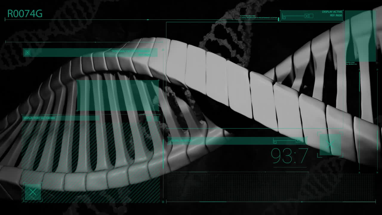 DNA strand processing with binary coding in scientific data animation