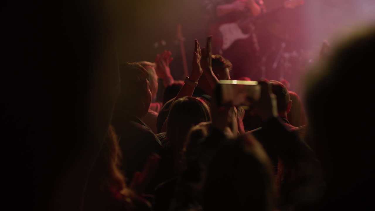 Folla energica che applaude ed esulta a un concerto di musica dal vivo