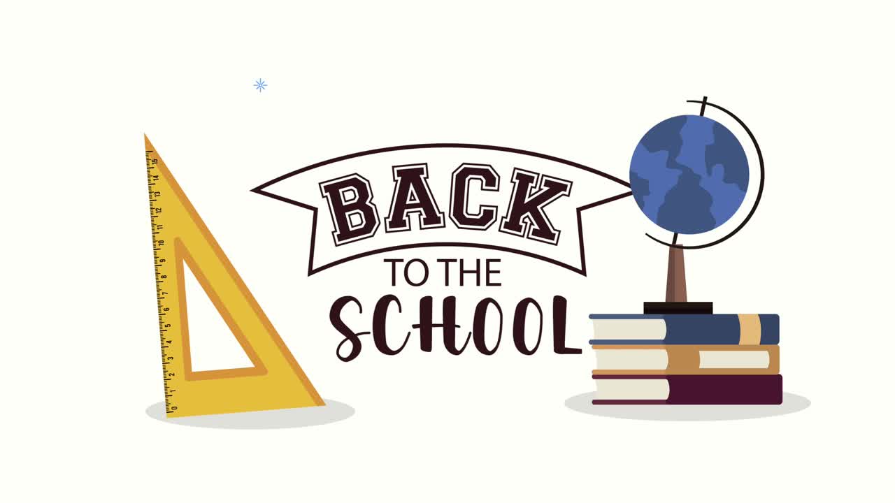 back to school lettering with rule and books