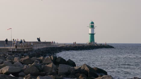 Impressions-of-the-beach-in-Warnemünde-Warnemuende-near-Rostock-on-a-beautiful-summer-evening-in-Germany,-Europe