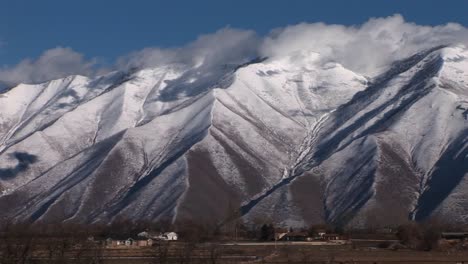 long shot of snowcapped mountains near provo utah