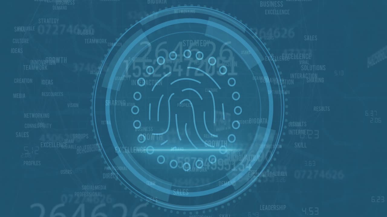 анимация биометрических отпечатков пальцев при обработке данных