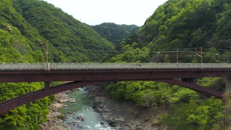 hozukyo station aerial view of mountains of kyoto japan