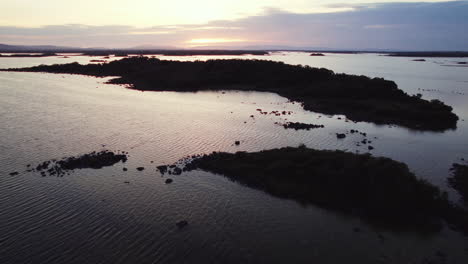 beautiful aerial flying over gigantic irish lough corrib