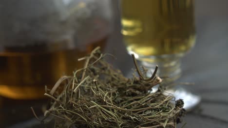 Close-up-of-cerasee-tea-leaves-kerala-bitter-melon-plant-with-kerala-hanging-from-vines-used-to-make-herbal-healthy-tea-good-for-weight-loss