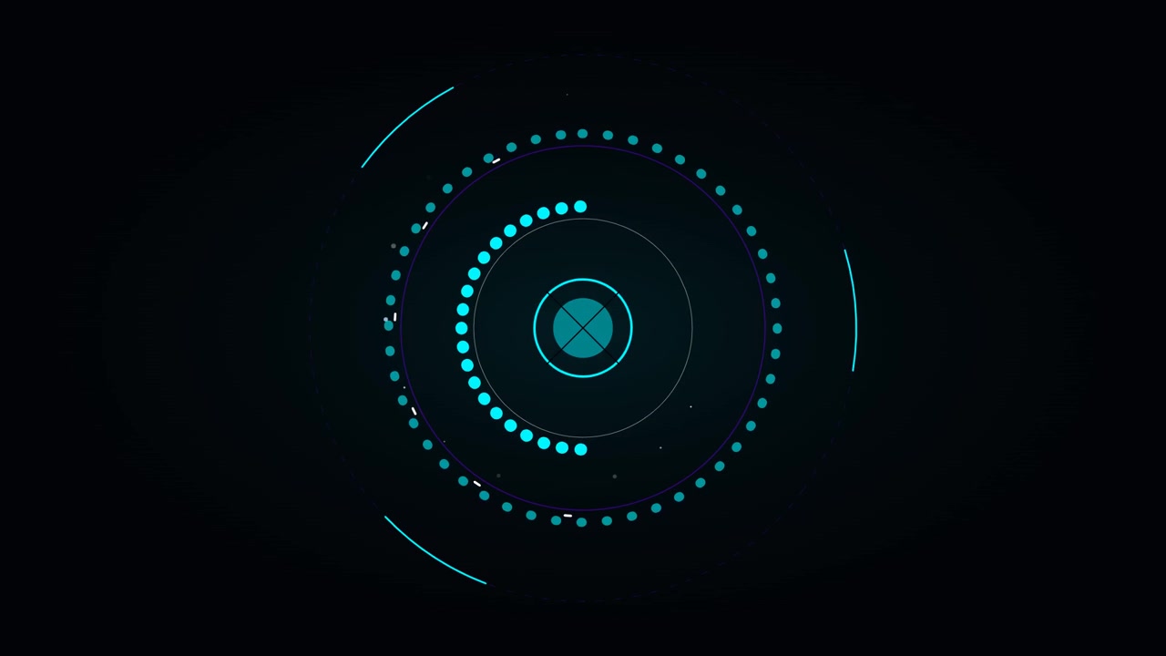 Abstract Digital HUD Interface With Rotating Circular Loading Elements