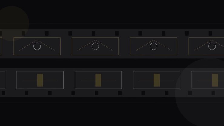 Abstract Motion Graphic of Moving Film Strips with Geometric Shapes