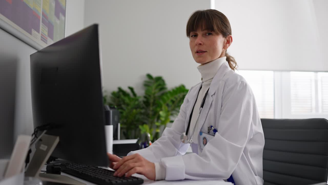 médico trabajando en computadora