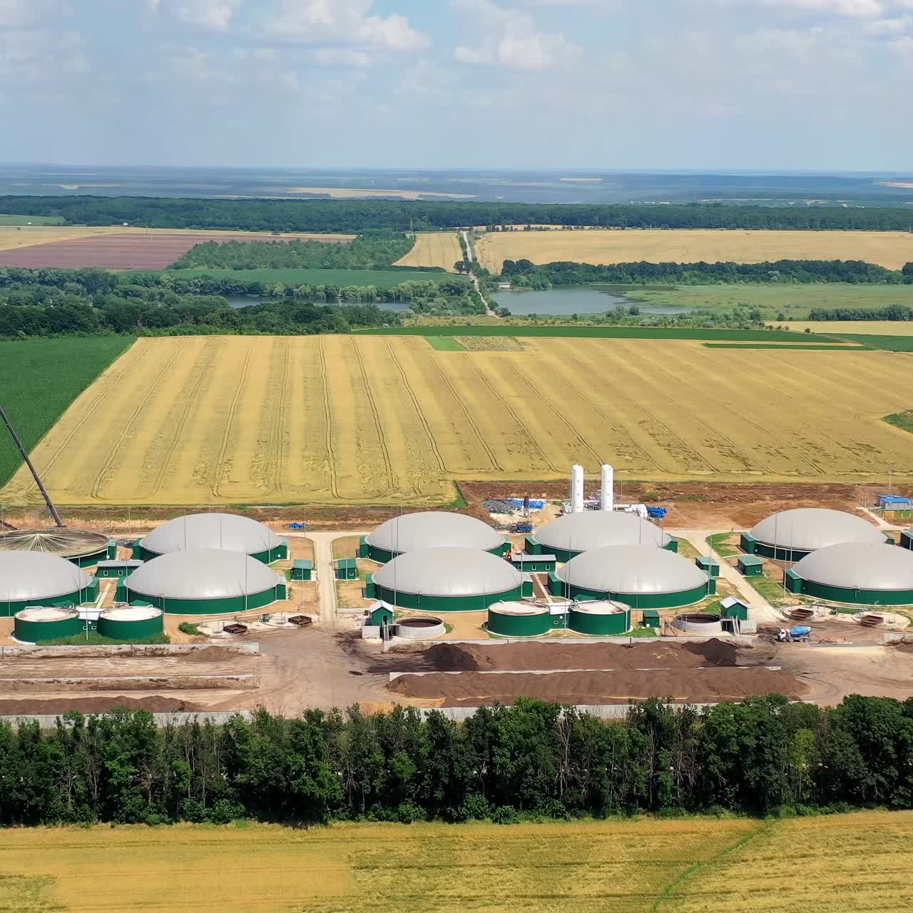Renewable energy sources from biomass. Aerial view of renewable energy sources from biomass