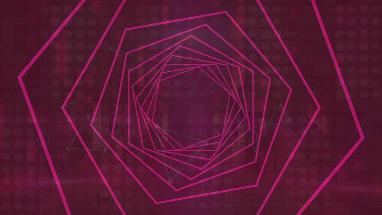 animación de un túnel de neón brillante con formas azules y rosadas