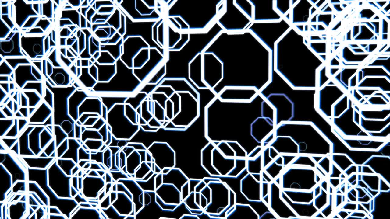 fondo de animación gráfica de partículas en movimiento de parpadeo octogonal