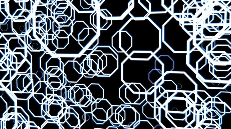 Octagonal Flickering Moving Particle Graphic Animation Background