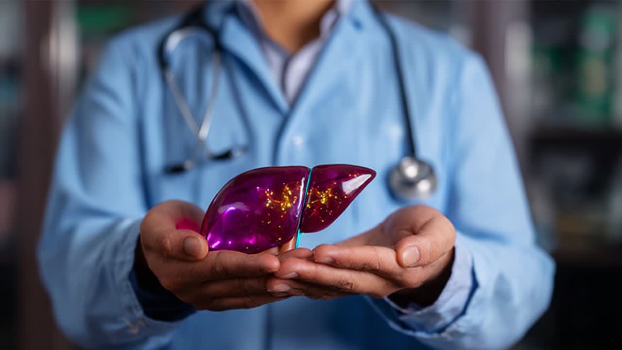 Medical Professional Holding a Colorful 3D Model of Human Liver in Hands, Illustrating Its Structure and Importance in Health Education and Awareness for Medical and Healthcare Presentation