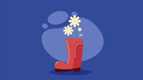 flowers in red boot animation