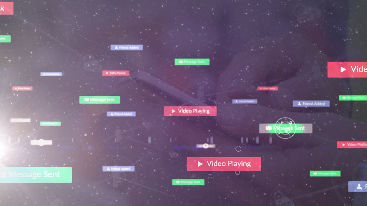 스마트폰을 사용하는 사람 위의 아이콘으로 연결 네트워크의 애니메이션