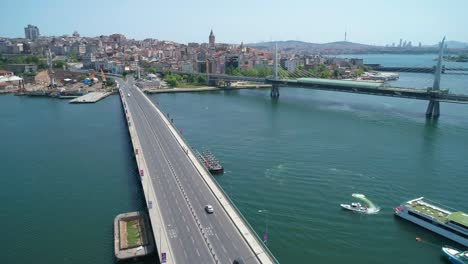 istanbul, unkapani subway bridge aerial footage day time