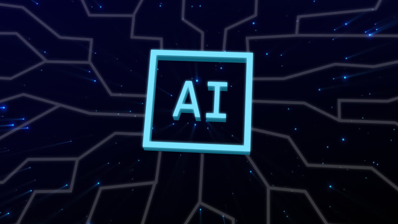 animación del procesamiento de datos sobre conexiones y fondo oscuro