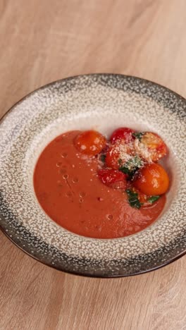 gazpacho soup with toppings