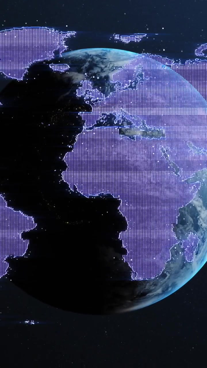 Animation of world map over globe