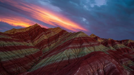 vibrant sunset over the zhangye danxia rainbow mountains