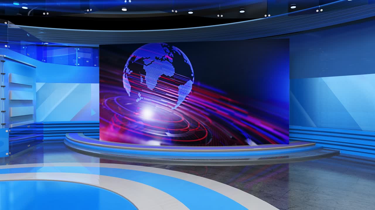 el bucle de fondo del estudio de noticias virtual en 3d