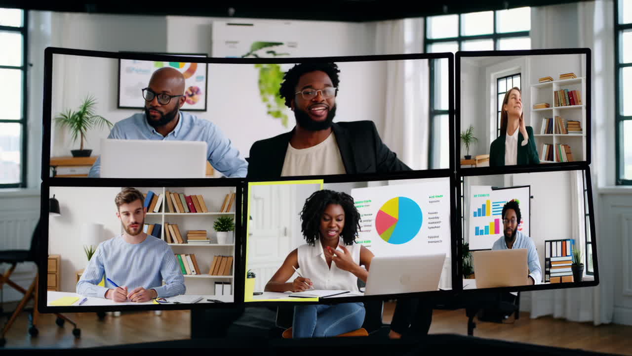 Diverse Team in a Virtual Business Meeting