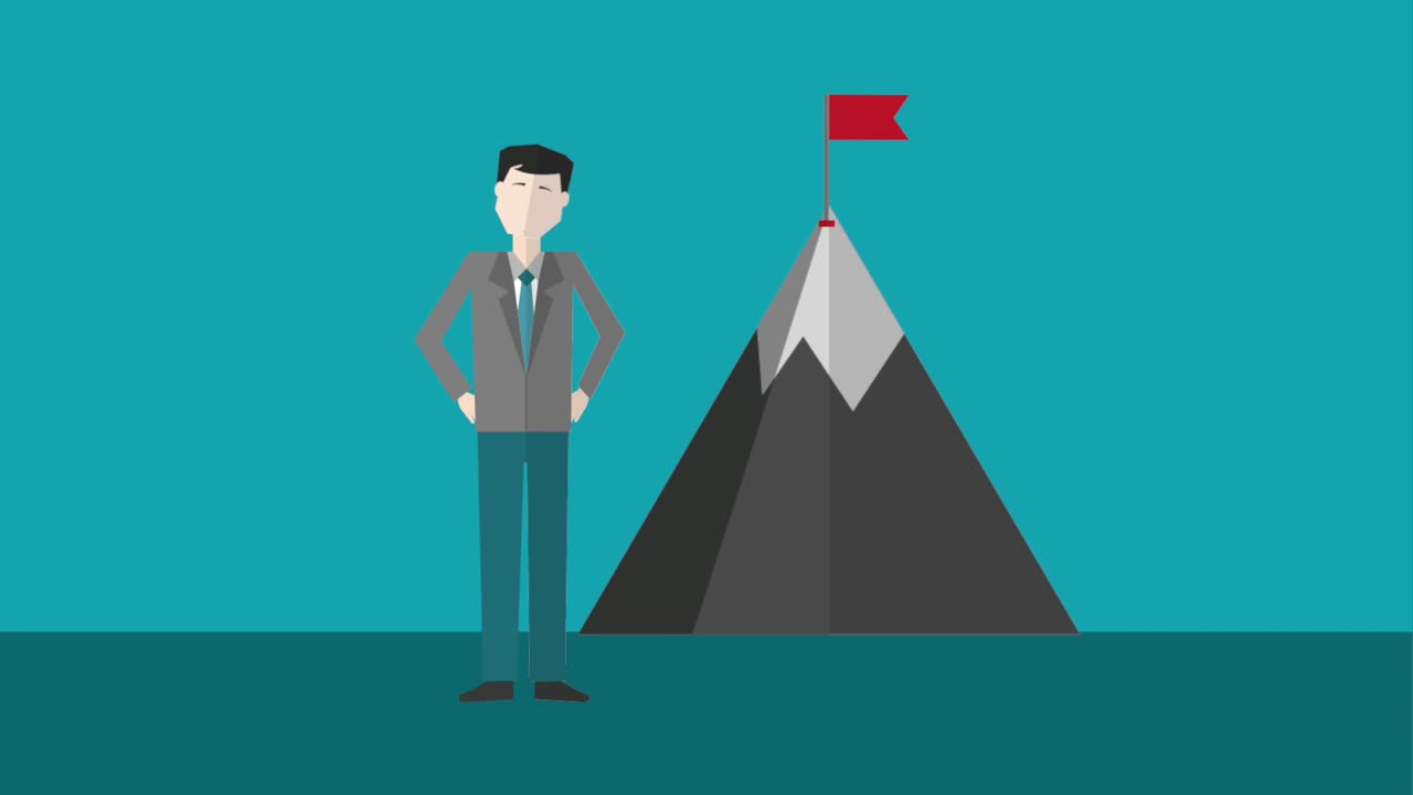 사업가 산 발 꼭대기 성공