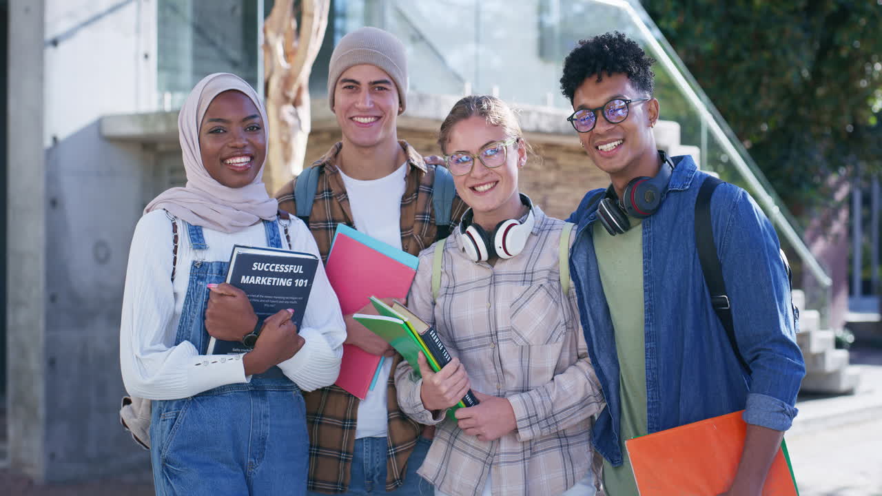 Group of diverse students on campus