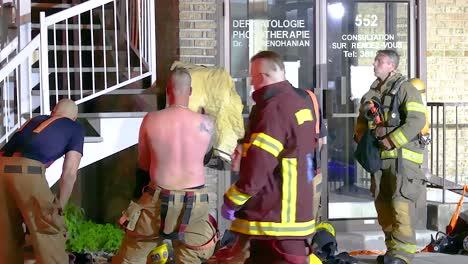 firefighters responding to an emergency at a dermatology office