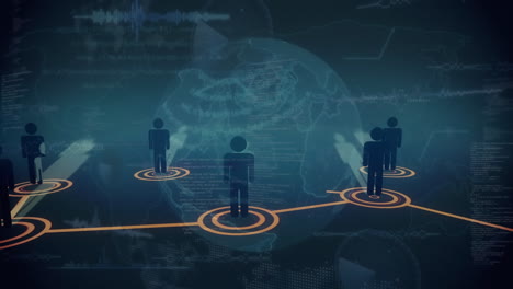 animation of globe with network of connections with people icons