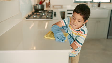 kitchen counter, learning or child house cleaning