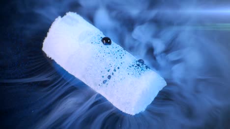 the dry ice dissolves  in water