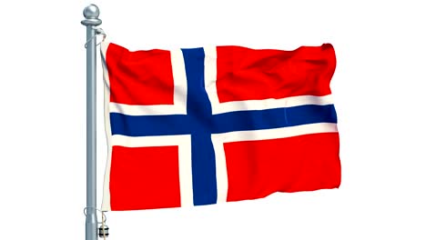 norwegian flag waving on white background, animation. 3d rendering